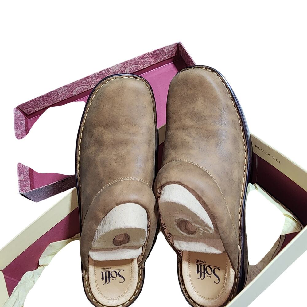 SOFFT WOMENS SZ 10 TWINE TAN LEATHER SIREN CLOGS SLIPON SHOES